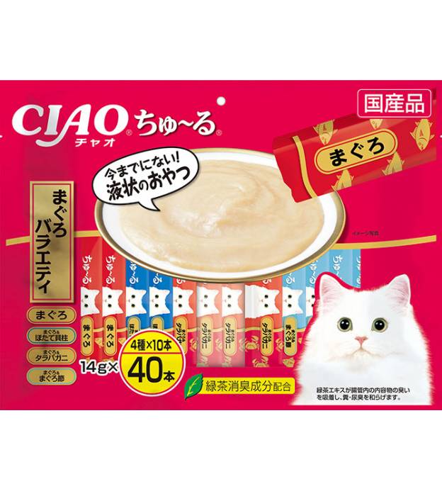 CIAO Chu-ru Tuna Scallop Jumbo Mix Cat Treat 14g (40p..