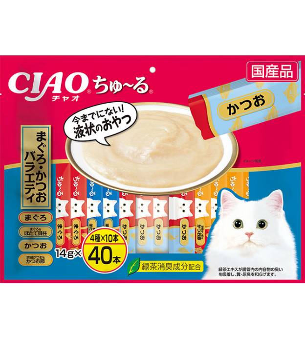 CIAO Chu-ru Tuna Maguro Jumbo Mix Cat Treat 14g (40pc..