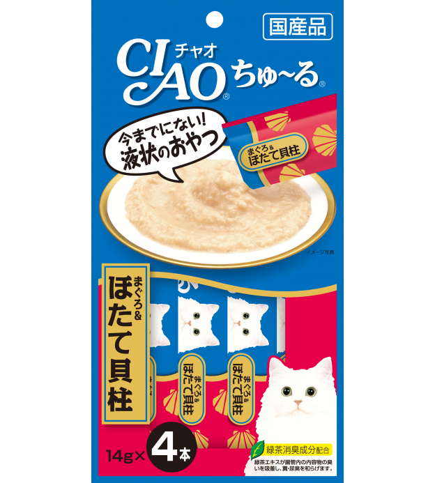 CIAO Chu-ru White Meat Tuna & Scallop Cat Treats 14g ..