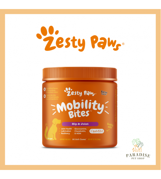 Zesty Paws Mobility Bites Bacon Flavor Dog Supplement..