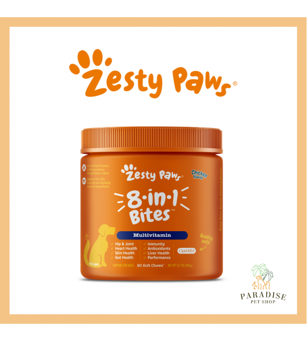 Zesty Paws 8-in-1 Bites Chicken Flavor Dog Supplement..