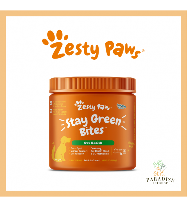 Zesty Paws Stay Green Bites Chicken Flavor Dog Supple..