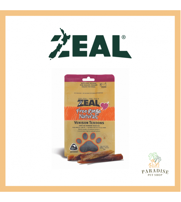 Zeal Free Range Air Dried Dog Treats (Venison Tendons)