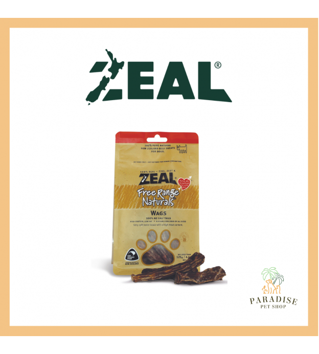 Zeal Free Range Air Dried Dog Treats (Calf Tail Wags)